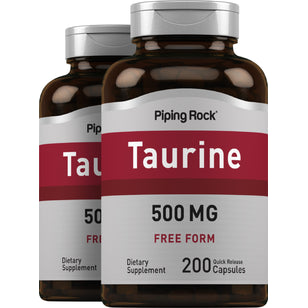 Taurine, 500 mg, 200 Quick Release Capsules, 2 Bottles