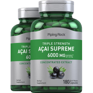 Triple Strength Acai Supreme, 6000 mg (per serving), 180 Quick Release Capsules, 2 Bottles