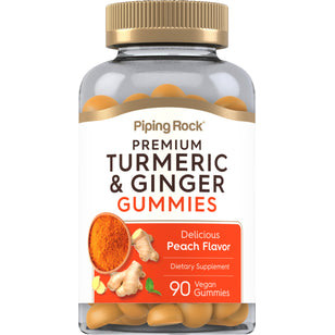 Turmeric & Ginger (Delicious Peach), 90 Vegan Gummies