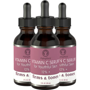 Vitamin C Serum 12%+, 2 fl oz (59 mL) Dropper Bottle, 3 Dropper Bottles