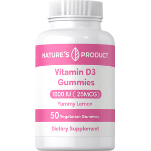 Vitamin D3 1,000 IU (Yummy Lemon), 50 Vegetarian Gummies