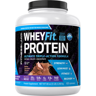 Whey Protein WheyFit (Molten Chocolate Volcano), 5 lb (2.268 kg) Bottle