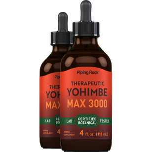 Yohimbe Max 3000 Liquid Extract Alcohol Free, 4 fl oz (118 mL) Dropper Bottle, 2 Dropper Bottles