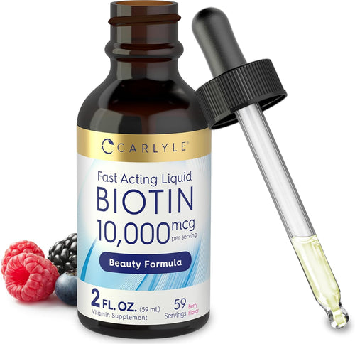 Liquid Biotin (Berry), 10000 mcg (per serving), 2 fl oz (59 mL) Dropper Bottle