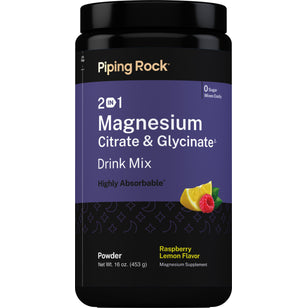 2 in 1 Magnesium Citrate & Glycinate Drink Mix (Raspberry Lemon), 16 oz (453 g) Bottle