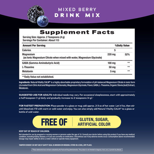 CALM Sleep with Melatonin Powder Wildberry, 16 oz (453 g)