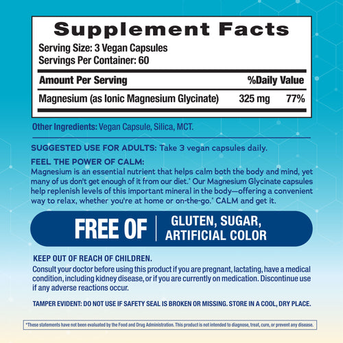 CALM Magnesium Glycinate, 325 mg (per serving), 180 Vegan Capsules