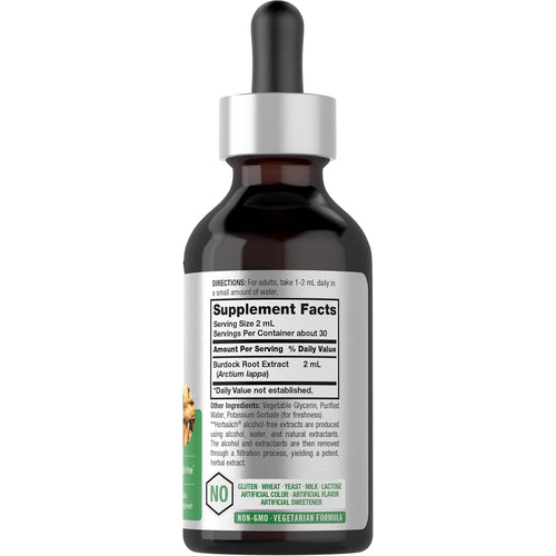 Burdock Root Liquid Extract Alcohol Free, 2 fl oz (59 mL) Dropper Bottle