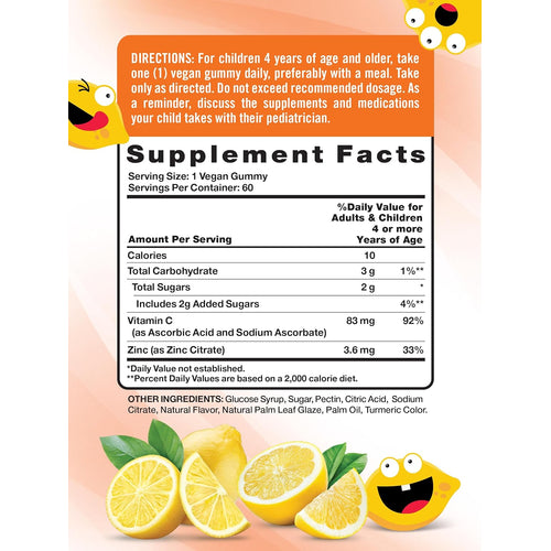 Kids Vitamin C + Zinc (Delicious Lemon-Licious), 60 Gummies