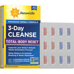 3-Day CLEANSE TOTAL-BODY RESET box with 12 vegetarian capsules: 6 for Morning Formula, 6 for Evening Formula.