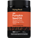 Pumpkin Seed Oil with Saw Palmetto and Biotin, 180 quick-release softgels, 4000mg equivalent per 3 softgels.