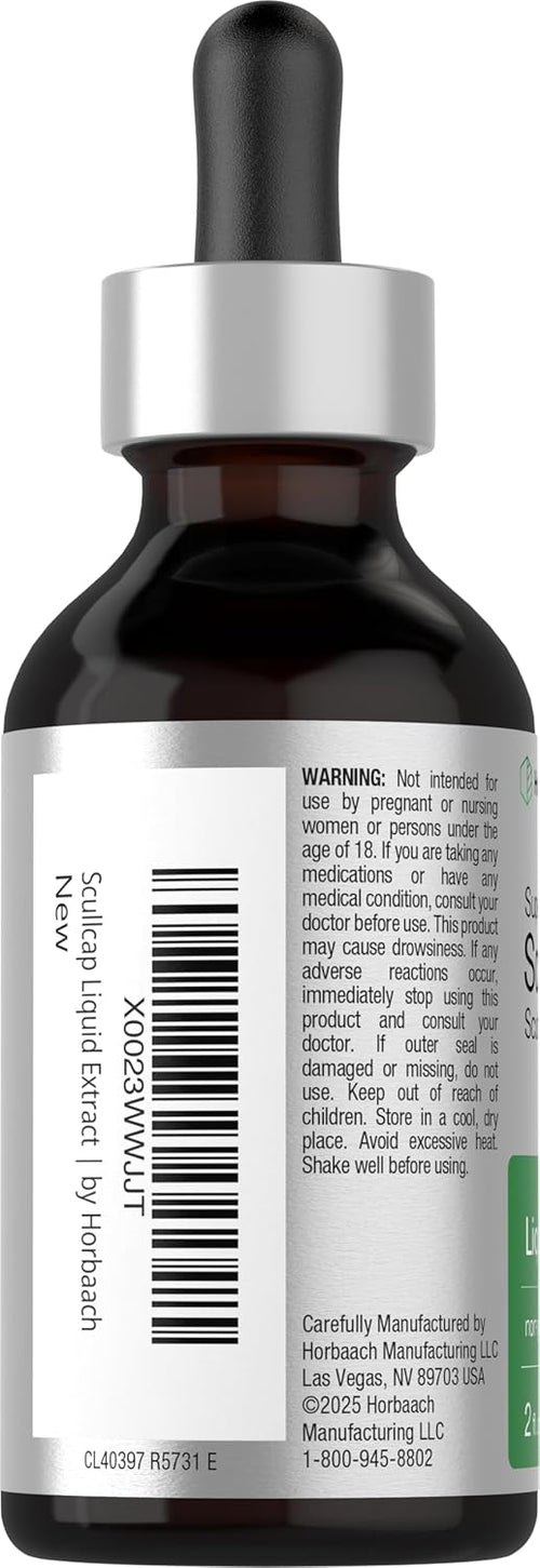 Scullcap Liquid Extract Alcohol Free, 2 fl oz (59 mL) Dropper Bottle
