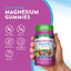 Magnesium Gummies bottle with icons indicating Non-GMO, Soy Free, Gluten Free, No Artificial Sweeteners, Dairy Free, Vegan attributes.