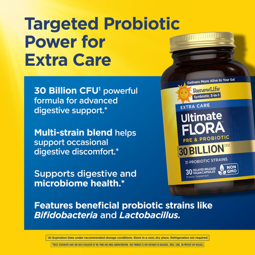 Ultimate Flora Extra Care Probiotic 30 Billion, 30 Delayed Release Vegan Caps