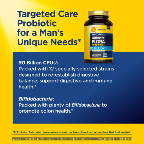 Ultimate Flora Men's Complete Probiotic 90 Billion, 30 Delayed Release Vegan Caps