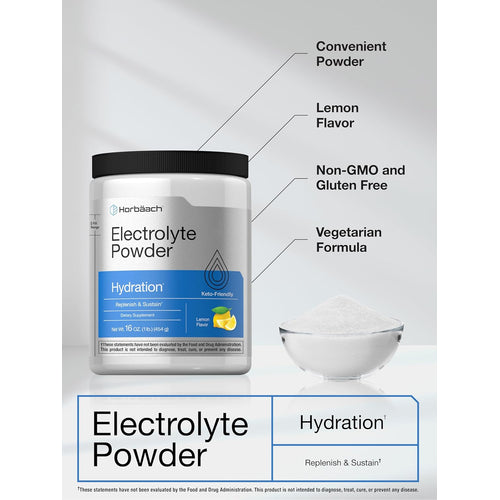 Electrolyte Powder (Lemon), 16 oz (454 g) Bottle