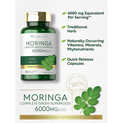 Moringa Oleifera, 6000 mg (per serving), 180 Quick Release Capsules