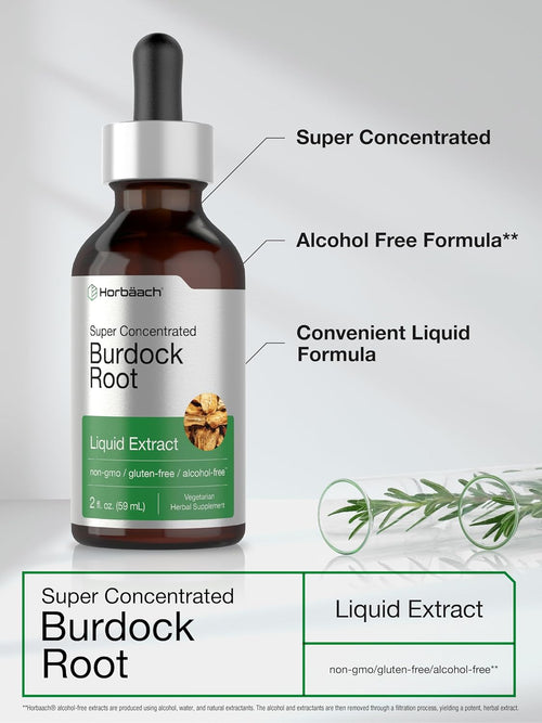 Burdock Root Liquid Extract Alcohol Free, 2 fl oz (59 mL) Dropper Bottle