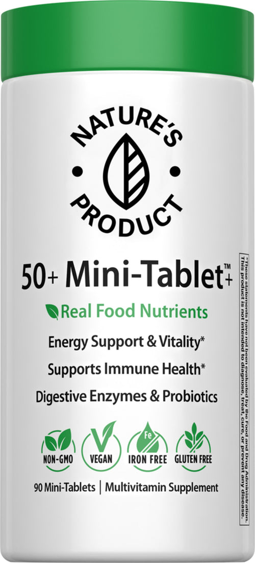 50+ Mini-Tablet Multivitamin with Real Food Nutrients, 90 Tablets