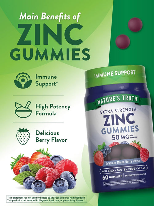 Zinc (Delicious Mixed Berry), 60 Gummies
