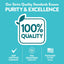 Infographic showing 100% quality, GMP certified company, FDA registered facility, packaged in the U.S.A.