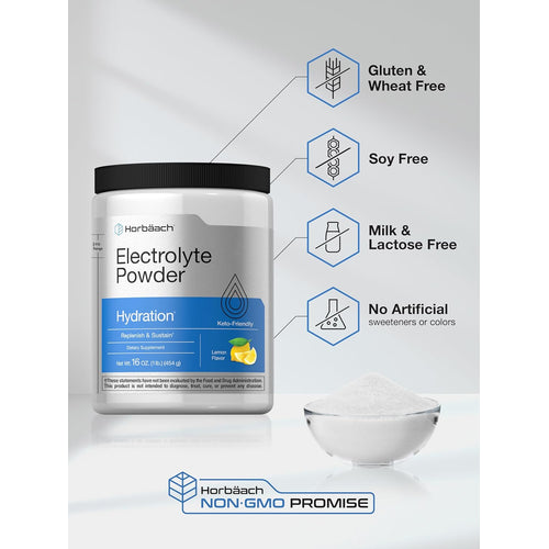 Electrolyte Powder (Lemon), 16 oz (454 g) Bottle