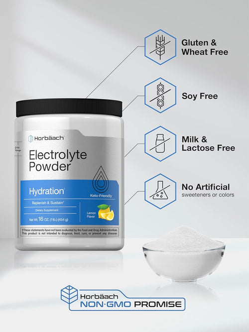 Electrolyte Powder (Lemon), 16 oz (454 g) Bottle