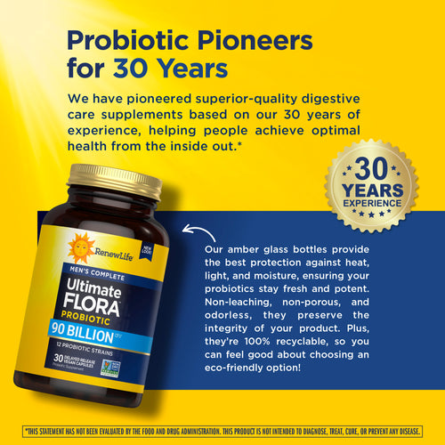 Ultimate Flora Men's Complete Probiotic 90 Billion, 30 Delayed Release Vegan Caps