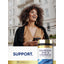 Young woman smiling and looking away while holding a smartphone, next to a Carlyle Magnesium Zinc & Vitamin D3 bottle.