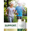 An elderly couple jogging in the park next to a Guggul Extract bottle.