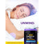 Young woman sleeps peacefully in bed with a Carlyle Melatonin Soft Chews bottle nearby.