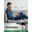 An adult male sits on a couch, using a tablet beside a bottle of Horbäach Super Concentrated Eyebright Liquid Extract.