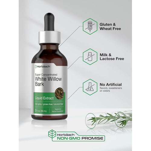 White Willow Bark Liquid Extract Alcohol Free, 2 fl oz (59 mL) Dropper Bottle