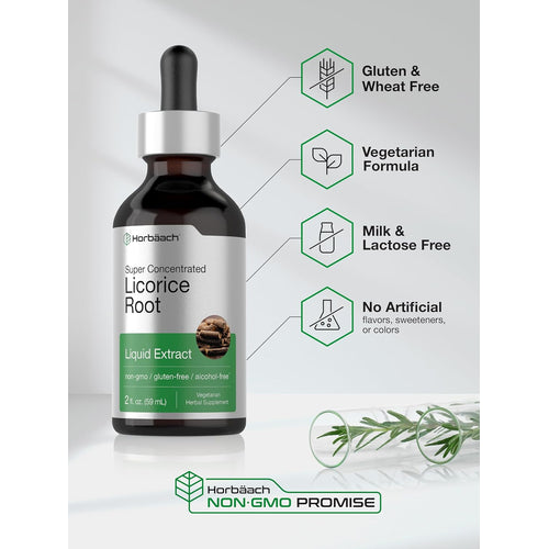 Licorice Root Liquid Extract Alcohol Free, 2 fl oz (59 mL) Dropper Bottle