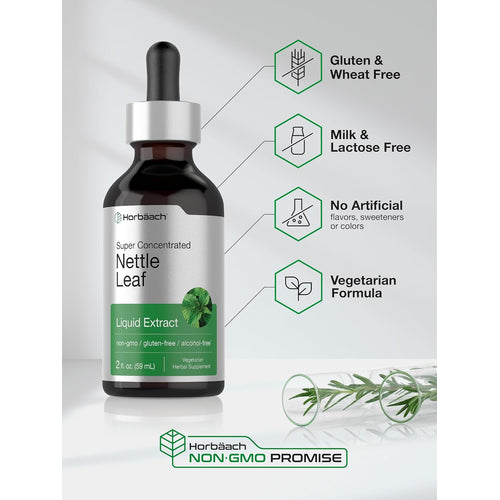 Nettle Leaf Liquid Extract Alcohol Free, 2 fl oz (59 mL) Dropper Bottle
