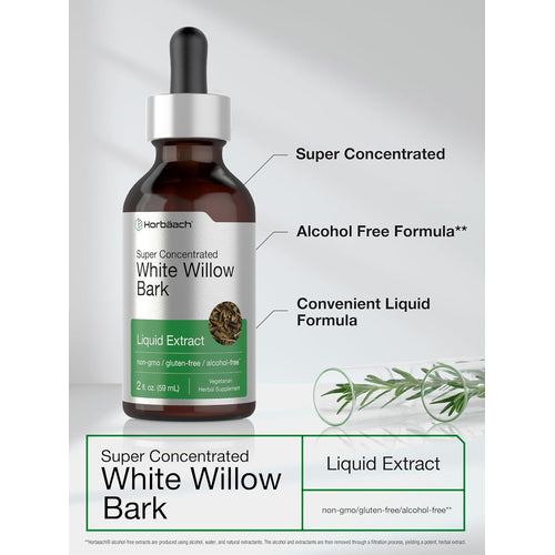 White Willow Bark Liquid Extract Alcohol Free, 2 fl oz (59 mL) Dropper Bottle