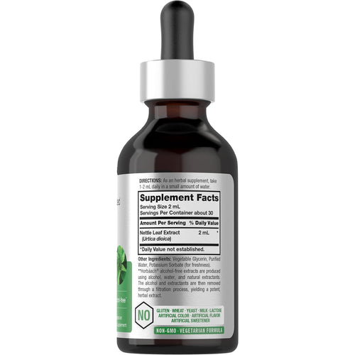 Nettle Leaf Liquid Extract Alcohol Free, 2 fl oz (59 mL) Dropper Bottle