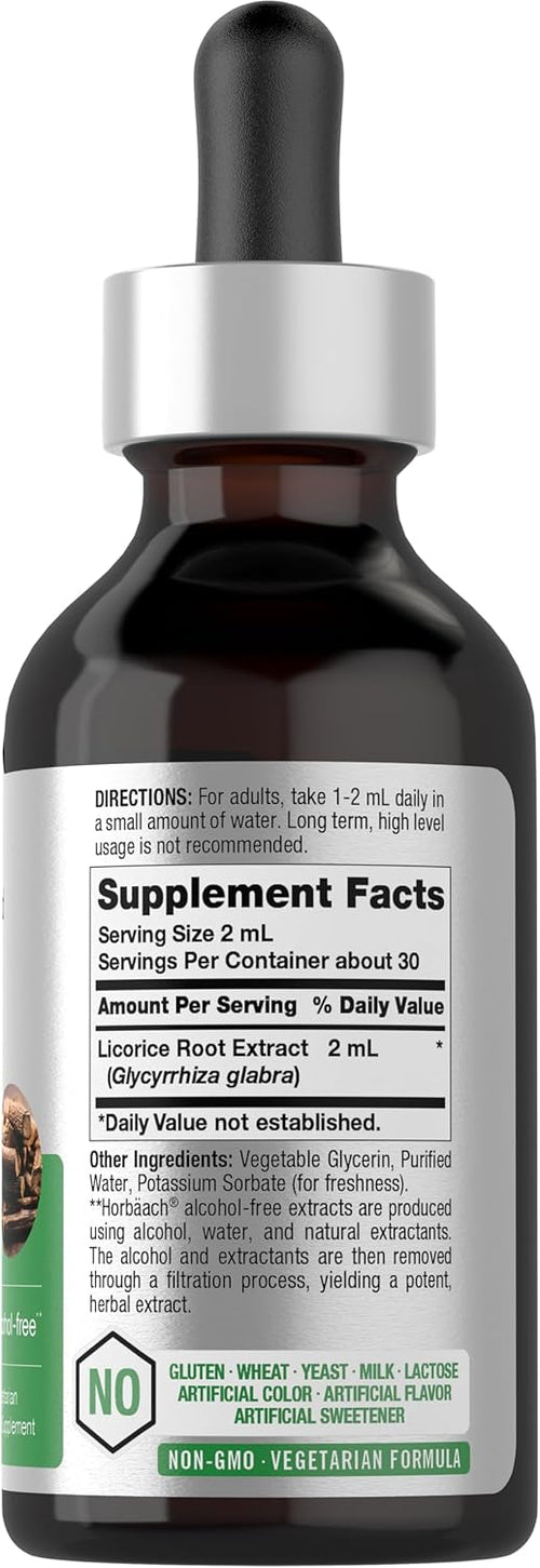 Licorice Root Liquid Extract Alcohol Free, 2 fl oz (59 mL) Dropper Bottle