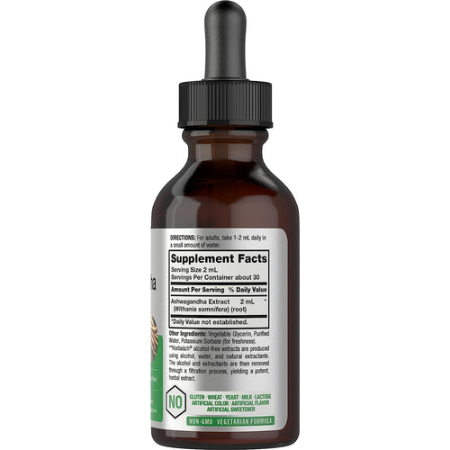 Ashwagandha Liquid Extract Alcohol Free, 2 fl oz (59 mL) Dropper Bottle
