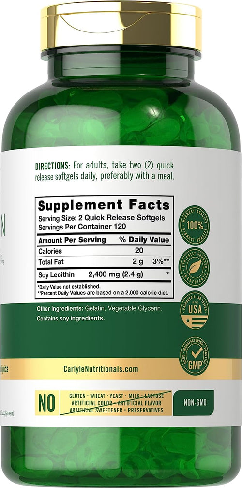Lecithin - NON GMO, 2400 mg, 240 Quick Release Softgels