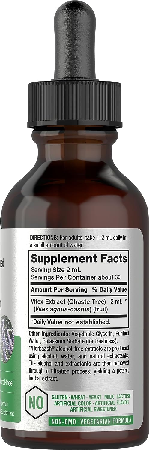 Chaste Tree Berry (Vitex) Liquid Extract  Alcohol Free, 2 fl oz (59 mL) Dropper Bottle