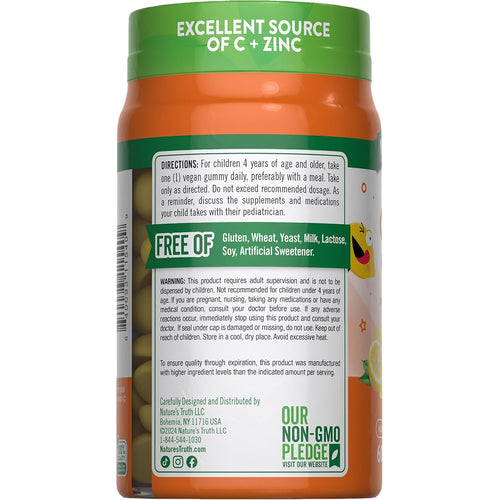 Kids Vitamin C + Zinc (Delicious Lemon-Licious), 60 Gummies