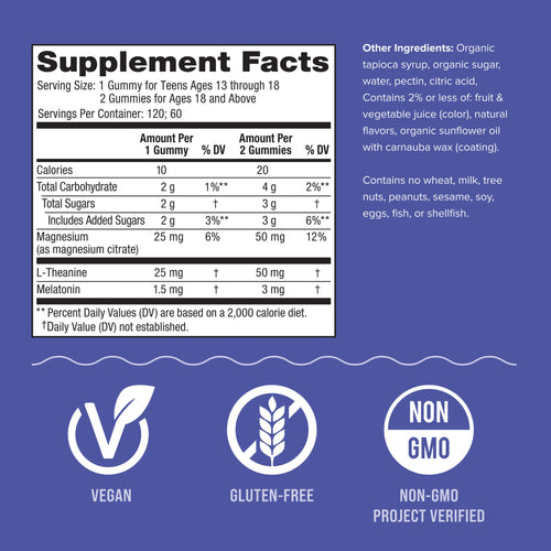 CALM Sleep with Melatonin Gummies Blueberry-Pomegranate Flavor, 120 Tasty Gummies