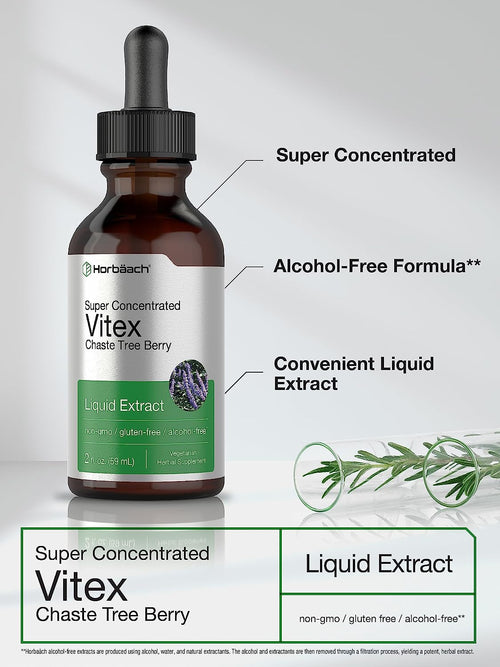 Chaste Tree Berry (Vitex) Liquid Extract  Alcohol Free, 2 fl oz (59 mL) Dropper Bottle