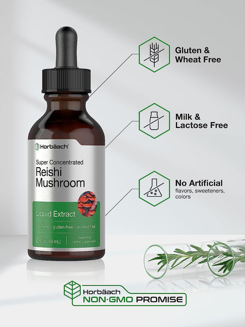 Reishi Mushroom Liquid Extract, 2 fl oz (59 mL) Dropper Bottle