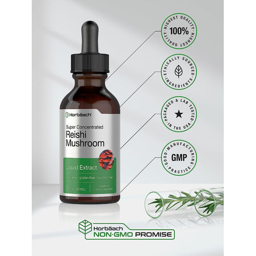 Reishi Mushroom Liquid Extract, 2 fl oz (59 mL) Dropper Bottle