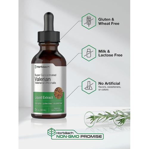 Valerian Root Liquid Extract Alcohol Free, 2 fl oz (59 mL) Dropper Bottle