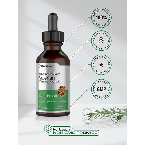 Valerian Root Liquid Extract Alcohol Free, 2 fl oz (59 mL) Dropper Bottle