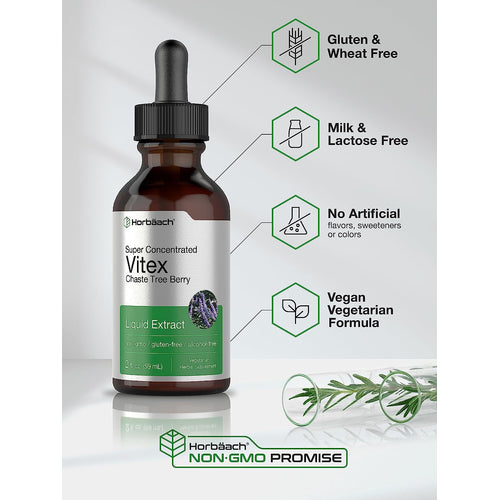 Chaste Tree Berry (Vitex) Liquid Extract  Alcohol Free, 2 fl oz (59 mL) Dropper Bottle