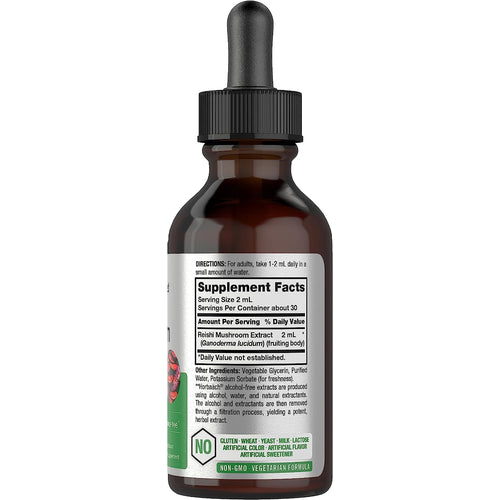 Reishi Mushroom Liquid Extract, 2 fl oz (59 mL) Dropper Bottle